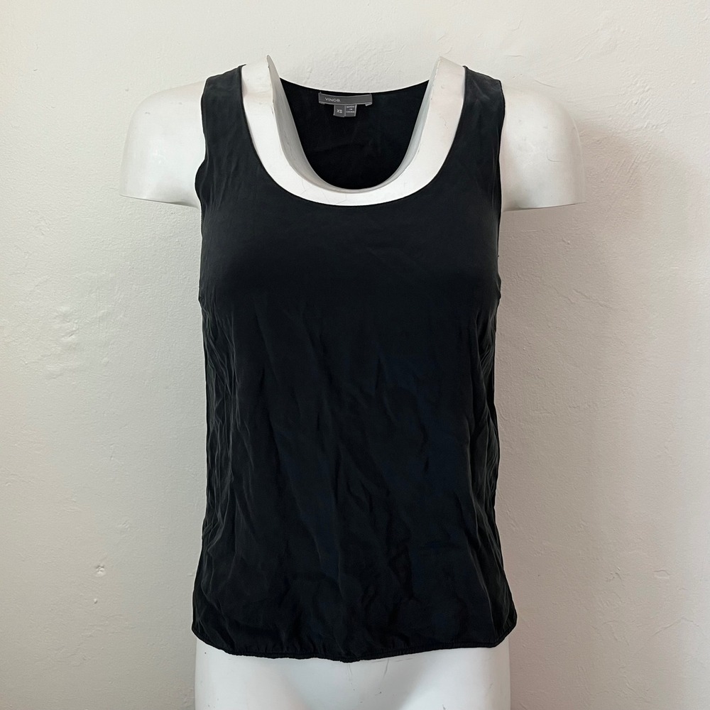 Vince Womens Black Silk Blend Scoop Neck Sleeveless Tank Top XS RN 106730
